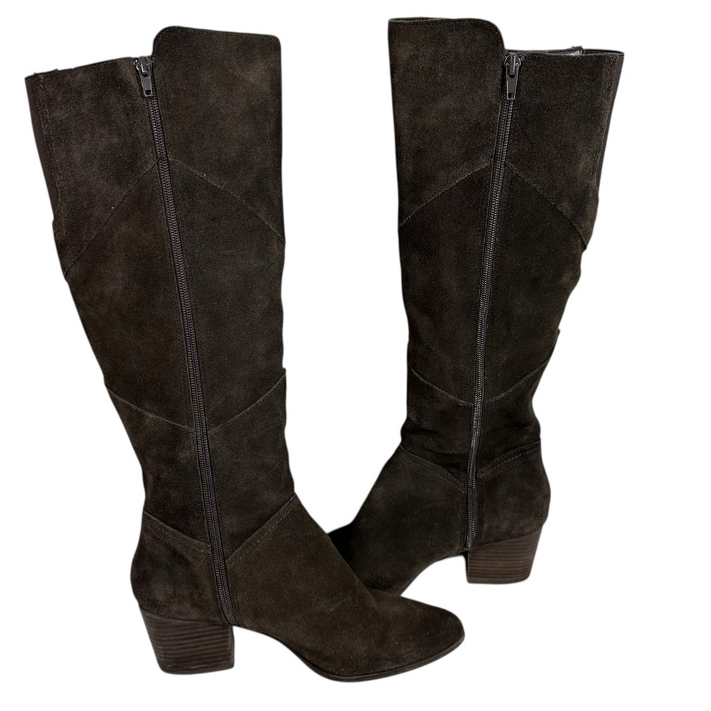 CROWN VINTAGE Women's 8.5 Virrasi Chocolate Brown Soft Suede Size Zip Heel Boots